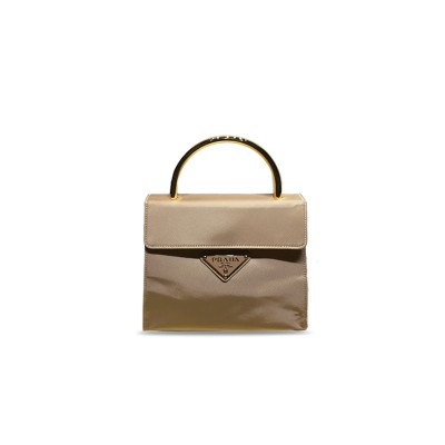PRADA VINTAGE NYLON & GOLD TOP HANDLE BAG 1BH608 (21*17*12cm) PRADA VINTAGE NYLON & GOLD TOP HANDLE BAG 1BH608 (21*17*12cm)